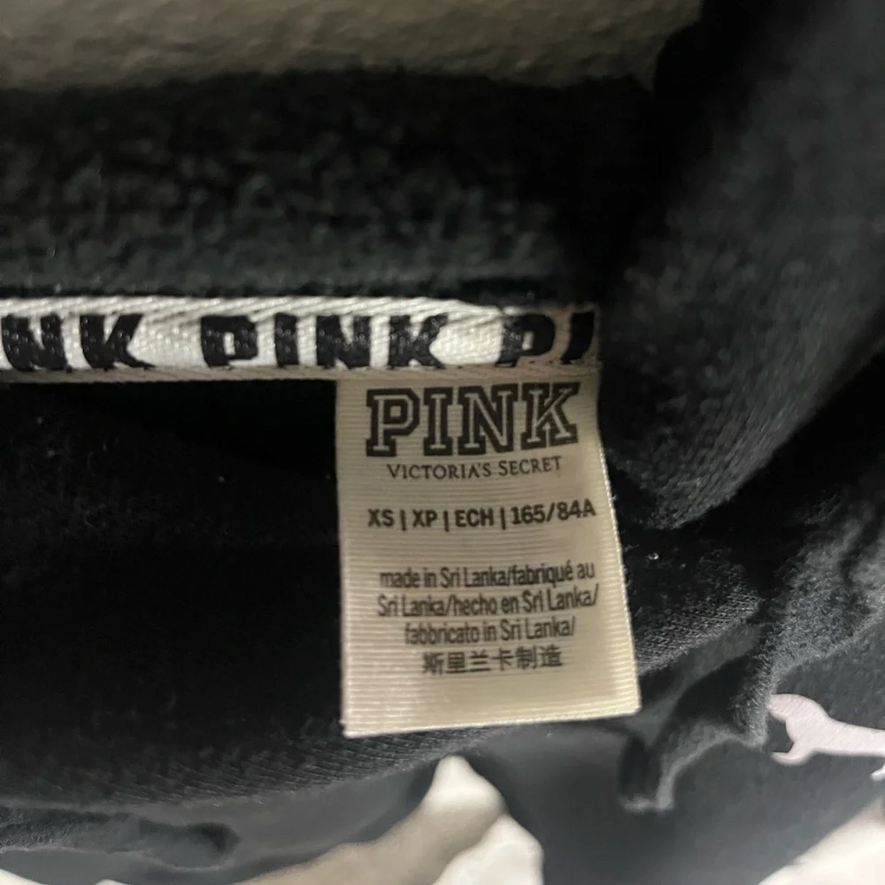 PINK Victoria’s Secret 🐶 Colorblock Hoodie 🖤 Gray White Pullover – XS - Picture 5 of 5